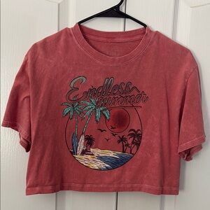 Tilly's Coral Graphic Crop Top